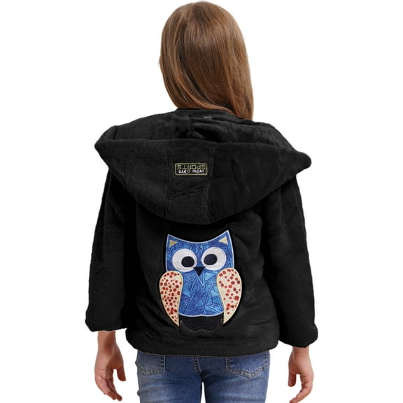 Aislor Kids Girls Zip Up Winter Warm Hooded Coats Fur Fleece Jacket Hoodies Sweatshirt Outwear Black 6