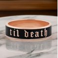 thumbnail image 3 of 6mm & 4mm Til Death Rose Gold Black Enamel Band Ring, Til Death Band Ring, Personalized Ring,Gift For Men,promise Ring, Wedding Gift For Him, 3 of 4
