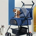 thumbnail image 2 of 1 Pce Grande Poussette Pliable pour Animaux, Poussette pour Animaux avec Étagère de Rangement Frein et Rangement, 2 of 5