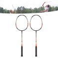 thumbnail image 3 of Carbon Badminton Rackets, Shock Absorption Super Lightweight Antiskid Handle 2 Pcs Badminton Racket with Storage Bag for Recreation Orange, 3 of 8