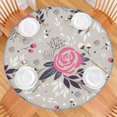 thumbnail image 2 of Round Fitted Tablecloth with Elastic Edges Fits 36"-44" Round Tables Pioneer Colorful Floral Waterproof Table Cover Washable Indoor and Outdoor for Party Kitchen Dinner Banquet Patio Picnic, 2 of 7