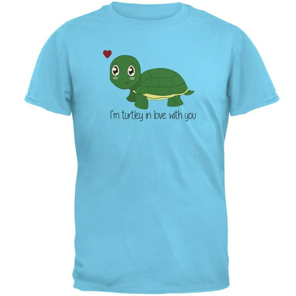 Turtle I'm Totally In Love With You Funny Pun Valentine's Day Mens T Shirt Sky 2XL