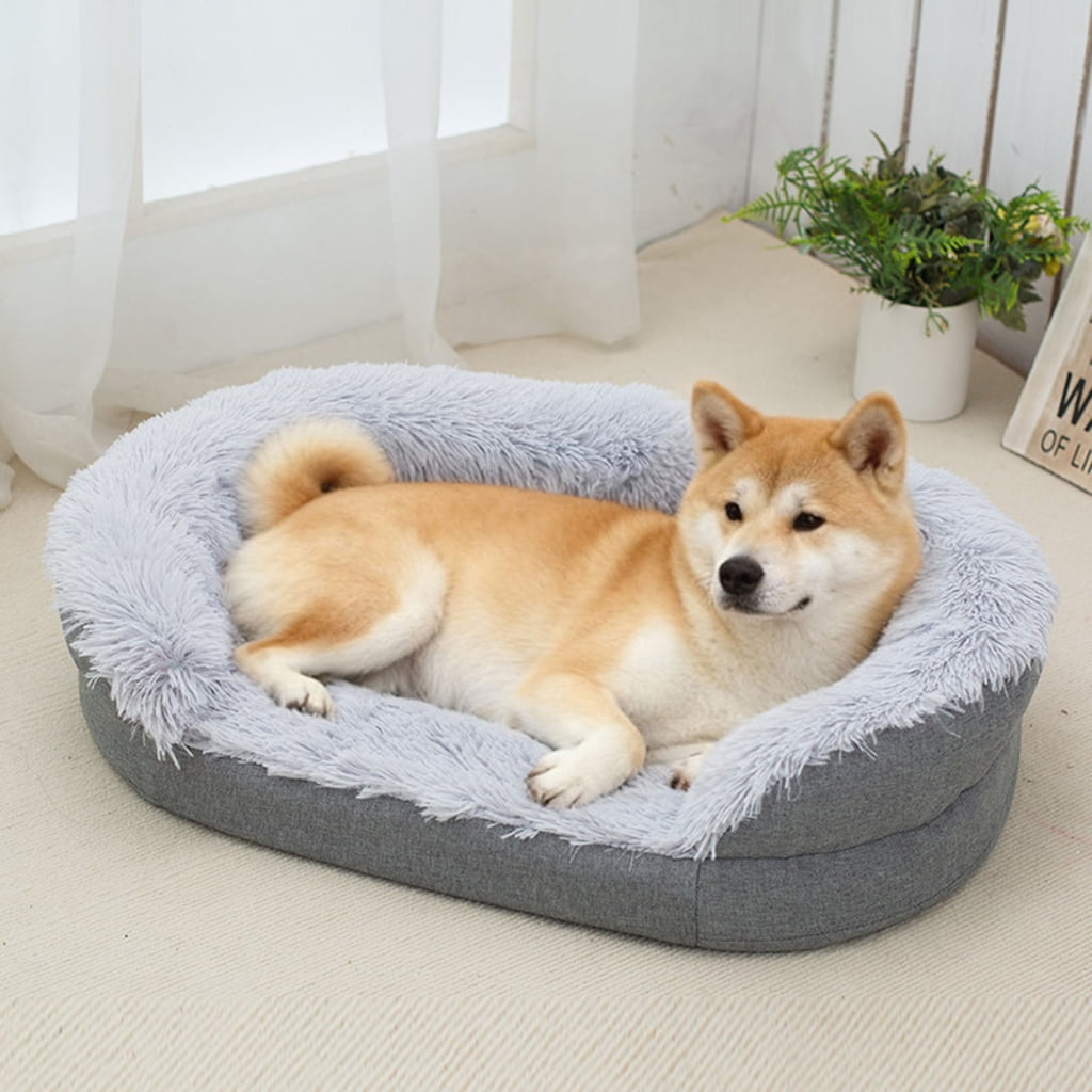 Miiottaa Furry Plush Dog Couch Extra Large AntiSlip Base Soft Warm Bedding Rest Sofa Bed