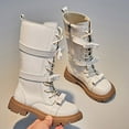thumbnail image 2 of FAOWME Child Boots Shoes Long Boots Shoes Fall Girls Boots Shoes Children Boots White 10-10.5 Years, 2 of 7