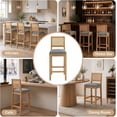 thumbnail image 3 of French Country Bar Stools Set of 2, Grey Rattan Counter Height Stools, Linen Upholstered, Farmhouse Wooden Barstools with Cane Back, Kitchen Island Chairs, Sillas para Barra de Cocina (Gray, 2 Pcs), 3 of 8
