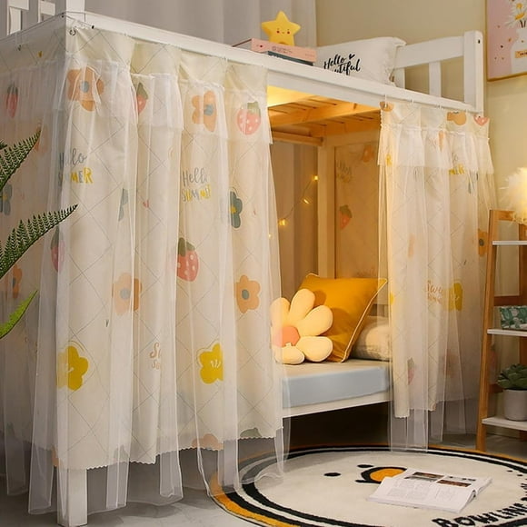 LEEYNEERBottom Bunk Bed Curtains Single Bed Tent Curtain Blackout Bed Drapes Dustproof Dormitory Bed Canopy Students Shading Bedding for Single Sleeper Loft Bed