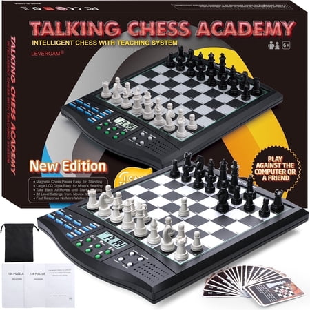 LEVEROAM Talking Electronic Chess Set LC01 Powerful AI Chessboard Game with Magnetic Pieces