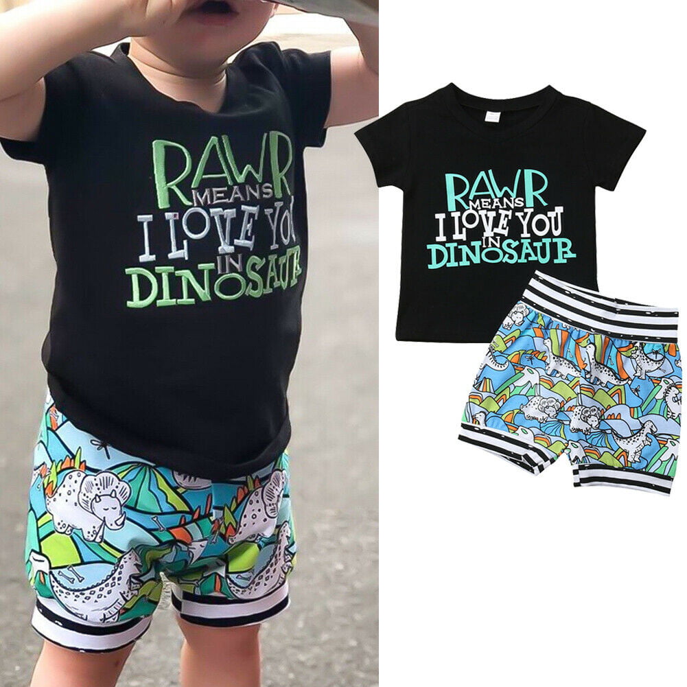 Baby Little Boys Toddler Outfits Kids Summer Clothes T-Shirt Top Shorts Set