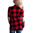 thumbnail image 3 of Women's Shawl Collar Plaid Cardigan Long Sleeve Elbow Patch Open Front Kimono Sweater Tops, 3 of 5