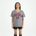 thumbnail image 4 of Women's Gameday Couture Gray Ohio State Buckeyes Iconic Edge Rhinestone V-Neck T-Shirt, 4 of 7
