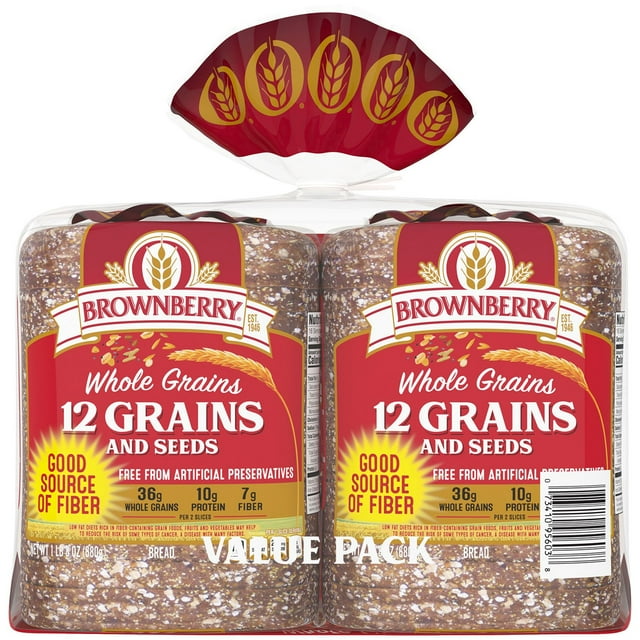 Brownberry Whole Grains 12 Grain Bread 24oz, 2pk