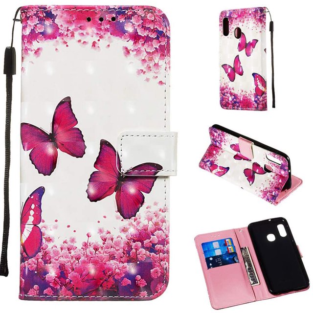 Samsung Galaxy A20e case Premium Shockproof 3D Colorful PU Leather Flip Cover Case with Kickstand TPU Inner Shell Card Holders Magnetic Closure Leather Cover Case for Samsung Galaxy A20e