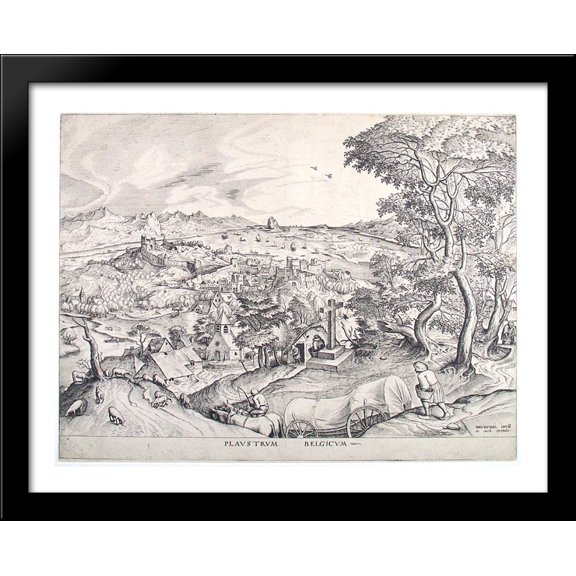 The cart, the Belgic 36x28 Large Black Wood Framed Print Art by Pieter Bruegel the Elder