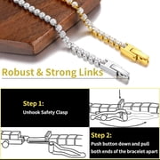 ChainsHouse White Gold Plated Tennis Bracelet for Women with Cubic Zirconia Round Cut Stones, 6.7 Inch Eternity Jewelry