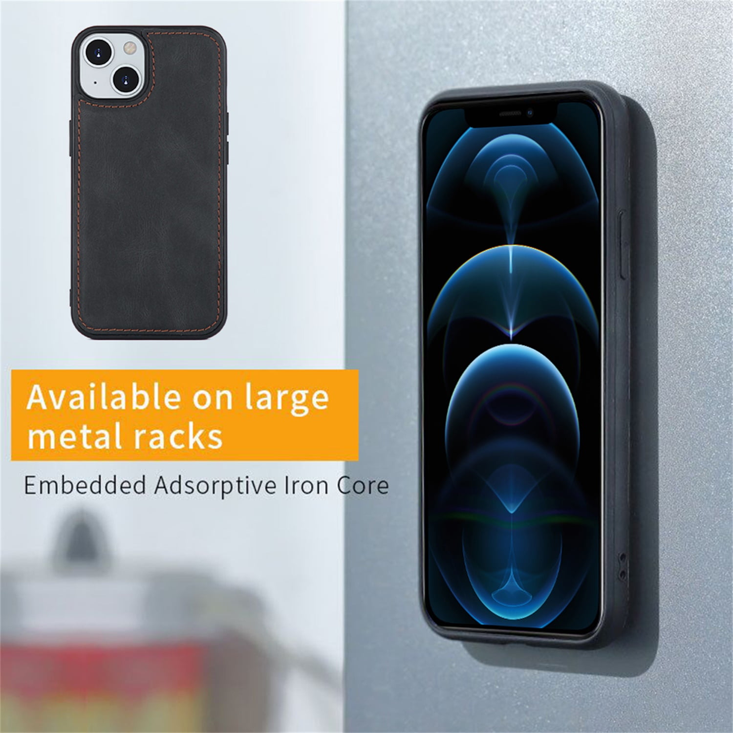 Defencase for iPhone 13 Mini Case for Women Men, Removable Durable PU Leather Magnetic Flip Strap Wristlet Zipper Purse Card Holder Detachable Wallet Phone Cases for iPhone 13 Mini, Black