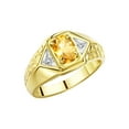 thumbnail image 4 of Rylos  Yellow Gold Plated Silver Classic 7X5MM Oval Citrine & Sparkling Diamond Ring - Birthstone Jewelry for Men -Size 8, 4 of 7