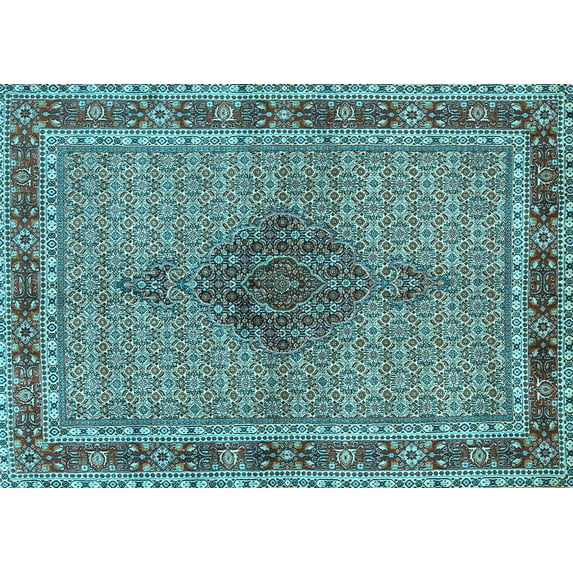 Ahgly Company Indoor Rectangle Persian Light Blue Traditional Area Rugs, 4' x 6'