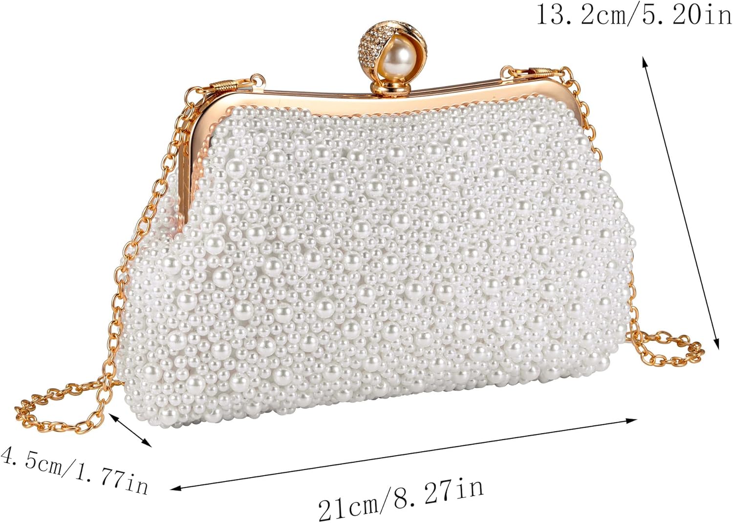 YooGuoGuo Pearl Clutch Purses for Women Evening Handbag Wedding Bridal Crossbody Bag for Party