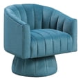 thumbnail image 2 of Swivel Accent Chair- Barrel Channel Stitched Velvet- Teal Blue, 2 of 10