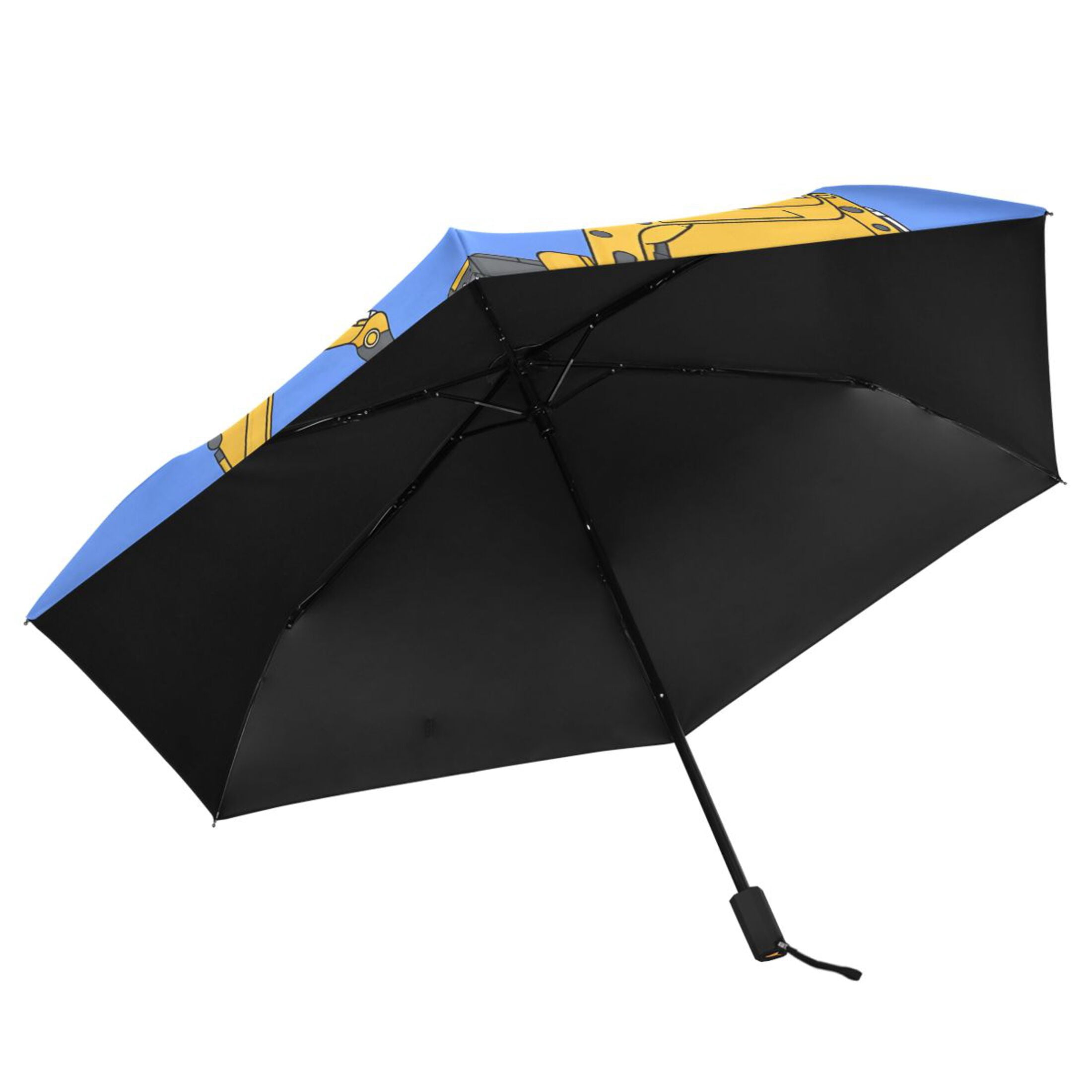 ALAZA Cartoon Excavator Trucks UPF 50+ Compact Folding Umbrella for Rain Travel Umbrella Packable