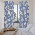 thumbnail image 3 of Watercolor Floral Kitchen Curtain for Berdoom Living Room Cafe 72 Inch Length, Spring Flower Leaves Botanical Blue Tiers Curtains Light Filtering Drapes Rod Pocket Window Treatment 2 Panels 52"Wx72"L, 3 of 8
