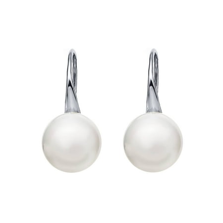 Round Shell Earrings - Stunning 8mm Round Shell Pearl Dangle Earrings