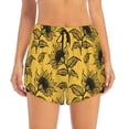 thumbnail image 2 of Yiaed Autumn Sunflower Print Women's Running Shorts with Liner 3 Zipper Pockets Elastic Workout Athletic Gym Yoga Shorts-X-Large, 2 of 7