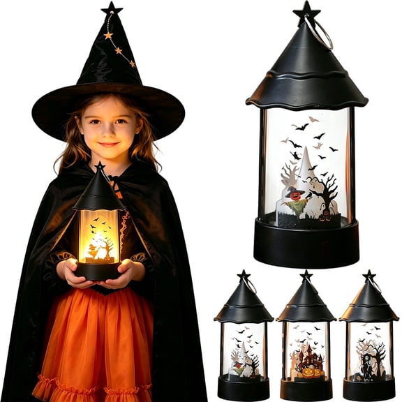 CODHW7 LED Flickering Candle, Battery Operated Flameless Table Lamp, Retro Halloween Decor for Mantel Shelf Living Room Tabletop