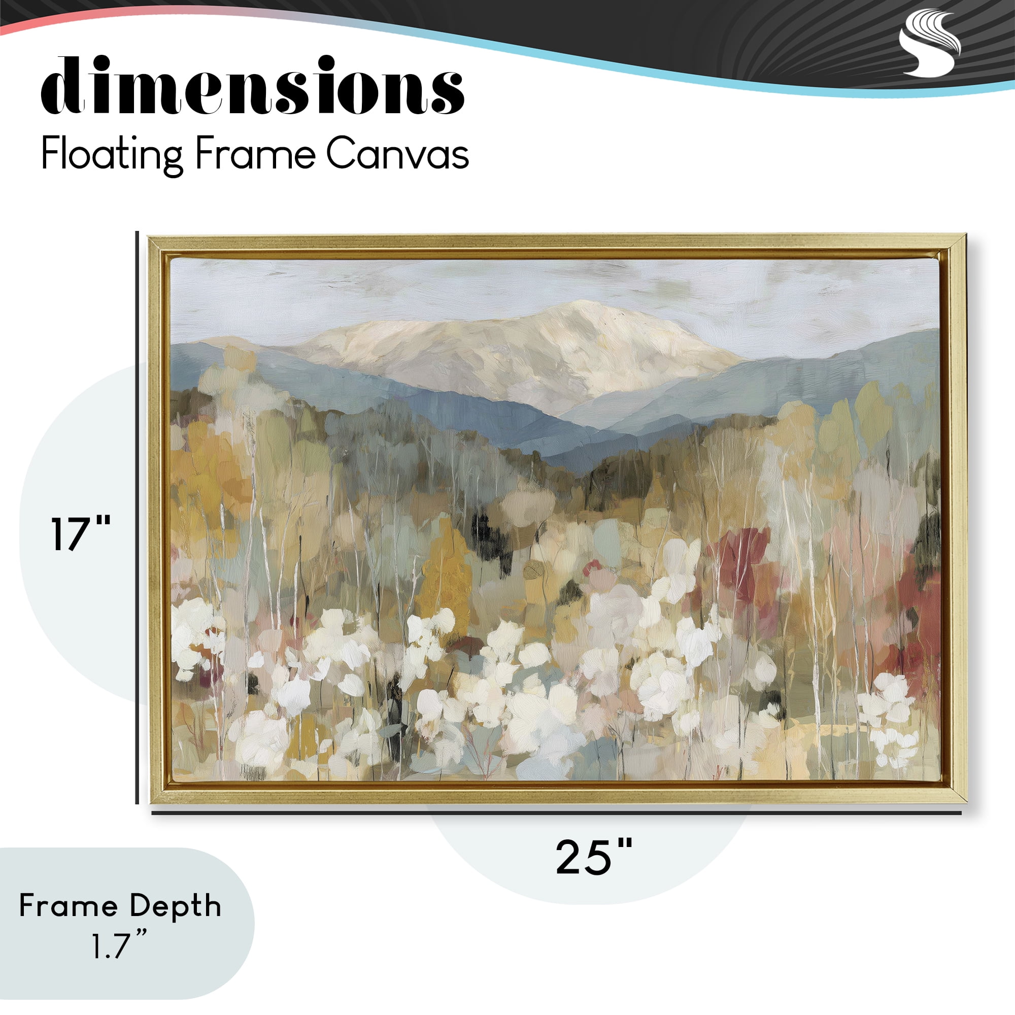 Stupell Industries Autumn Mountain Meadow Gold Framed Floater Canvas Wall Art, design by Chromatic Storm Studio