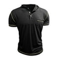 thumbnail image 3 of DPTALR George Men's Henley Shirt Lightweight Short Sleeve Hoodies Casual Stylish Button BlackBig and Tall Men L, 3 of 6