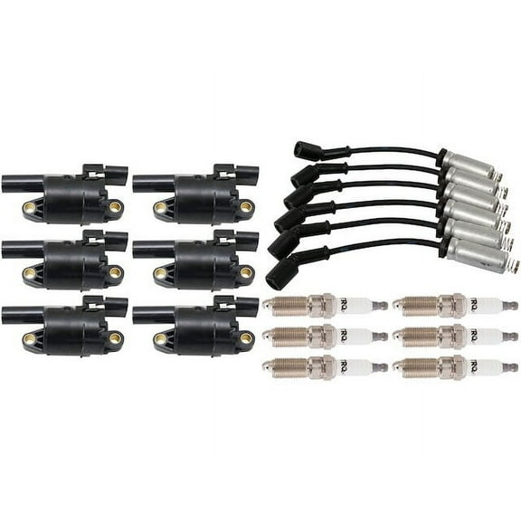 Ignition Coil Spark Plug and Wire Set - Compatible with 2014 - 2019 Chevy Silverado 1500 4.3L V6 2015 2016 2017 2018