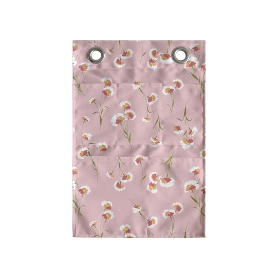 Floral Hanging Pocket Organizer, Summer Themed Peonies on Branches Vivid Joyous Tones, Printed Polyester Storage Bag with Pockets, 14" x 20", Rose Ruby