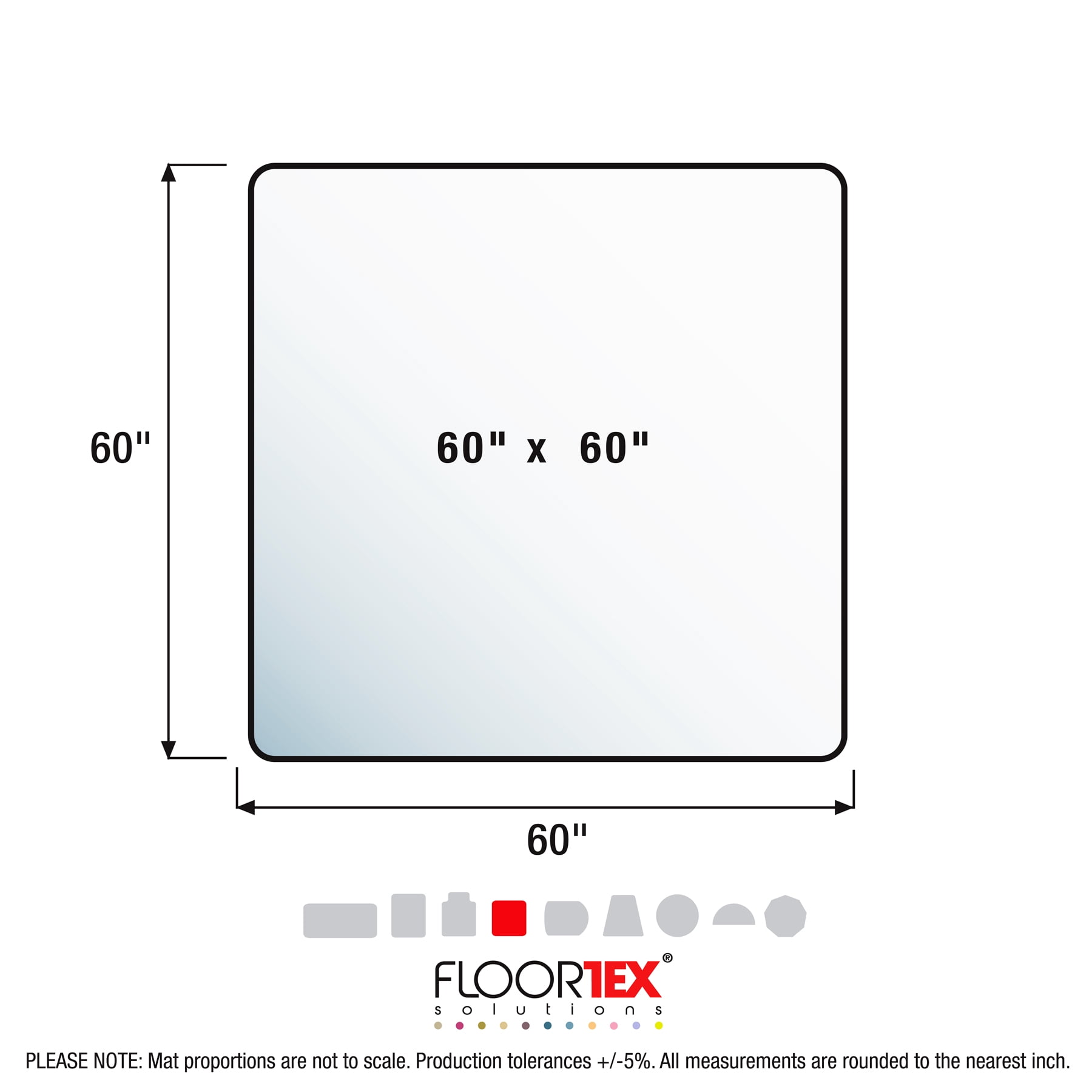 Floortex® Polycarbonate Square Chair Mat Carpets 60" x 60"