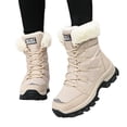 thumbnail image 6 of Women Mid Calf Snow Boots Faux Fur Lined Lace Up Non Slip Lug Sole Outdoor Warm Winter Fashion Booties Beige 7.5, 6 of 8