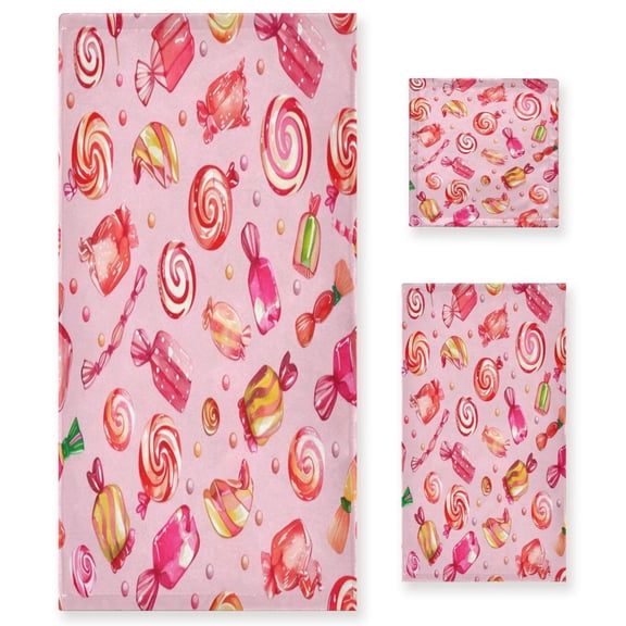 Three-Piece Towel Set Face Towel Towel Set Hand Towel Bath Towel Cotton Bath Towels Bath Towel Sets Hand Bath Towels Pink Candy