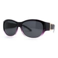 thumbnail image 1 of Polarized 61mm Luxury Large Oval Round Fashion Fit Over Sunglasses Purple Black, 1 of 4