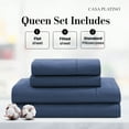 thumbnail image 2 of Casa Platino Queen Size Sheets – 100% Cotton Soft Bedding Set, Durable Hotel Luxury Comfort, Machine Washable, Percale Weave, 15” Deep Pocket – Navy, 2 of 7