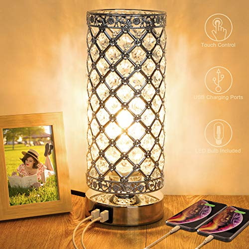 Crystal Touch Control Table Lamp With Dual Fast Usb Charging Ports 3 Way Dimmable Decorative Bedside Nightstand Desk Lamps For Bedrooms Living Room Small Night Light Lampshade T45 Led Bul Walmart Com Crystal Touch Control Table Lamp With Dual Fast Usb Charging Ports 3 Way Dimmable Decorative Bedside Nightstand Desk Lamps For Bedrooms Living Room Small Night Light Lampshade T45 Led Bul Walmart Com