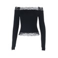 thumbnail image 5 of GEWSEY Women's Lace Off The Shoulder Crop Tops Y2k Goth Cinched Waist Long Sleeve Cropped T Shirts Going Out Outfits (Black, S), 5 of 7