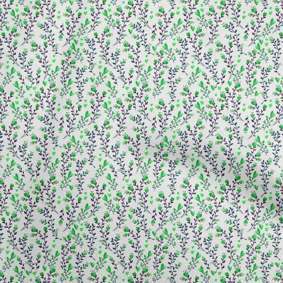 oneOone Georgette Viscose Green Fabric Leaves & Clover Sewing Material Print Fabric By The Yard 42 Inch Wide