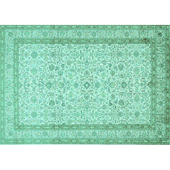 Ahgly Company Indoor Rectangle Persian Turquoise Blue Traditional Area Rugs, 5' x 8'