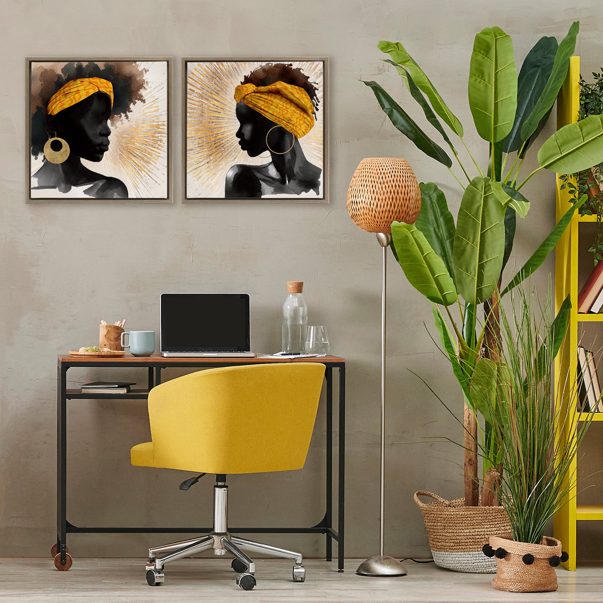 Stupell Industries Radiant Portraits Of Women 2 Piece Brown Framed Floater Canvas Set, design by CAD Designs