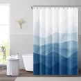 thumbnail image 2 of 84x72inch Abstract Lines Gradient Shower Curtain Mountain Peak Abstract Art Texture Navy Blue Gradient Color Casual Style Modern Home Decoration Bathroom Stall Bathtubs Curtain with Hooks, 2 of 6