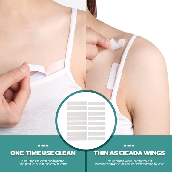BESTYASH 4-Pack Clear Double-Sided Bra Strap Tape for Clothes, Invisible Support with Strong Adhesive Hold