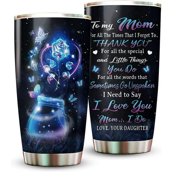 Mom Gifts from Daughters - 20oz Stainless Steel Insulated Neon Meaningful Mom Tumbler - Christmas, Valentine''s Day, Mom Birthday Gifts, Mothers Day Gifts from Daughter for Mom, New Mom, Bonus Mom