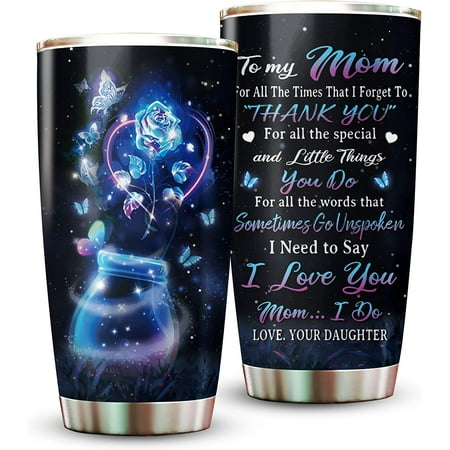 

Mom Gifts from Daughters - 20oz Stainless Steel Insulated Neon Meaningful Mom Tumbler - Christmas Valentine s Day Mom Birthday Gifts Mothers Day Gifts from Daughter for Mom New Mom Bonus Mom