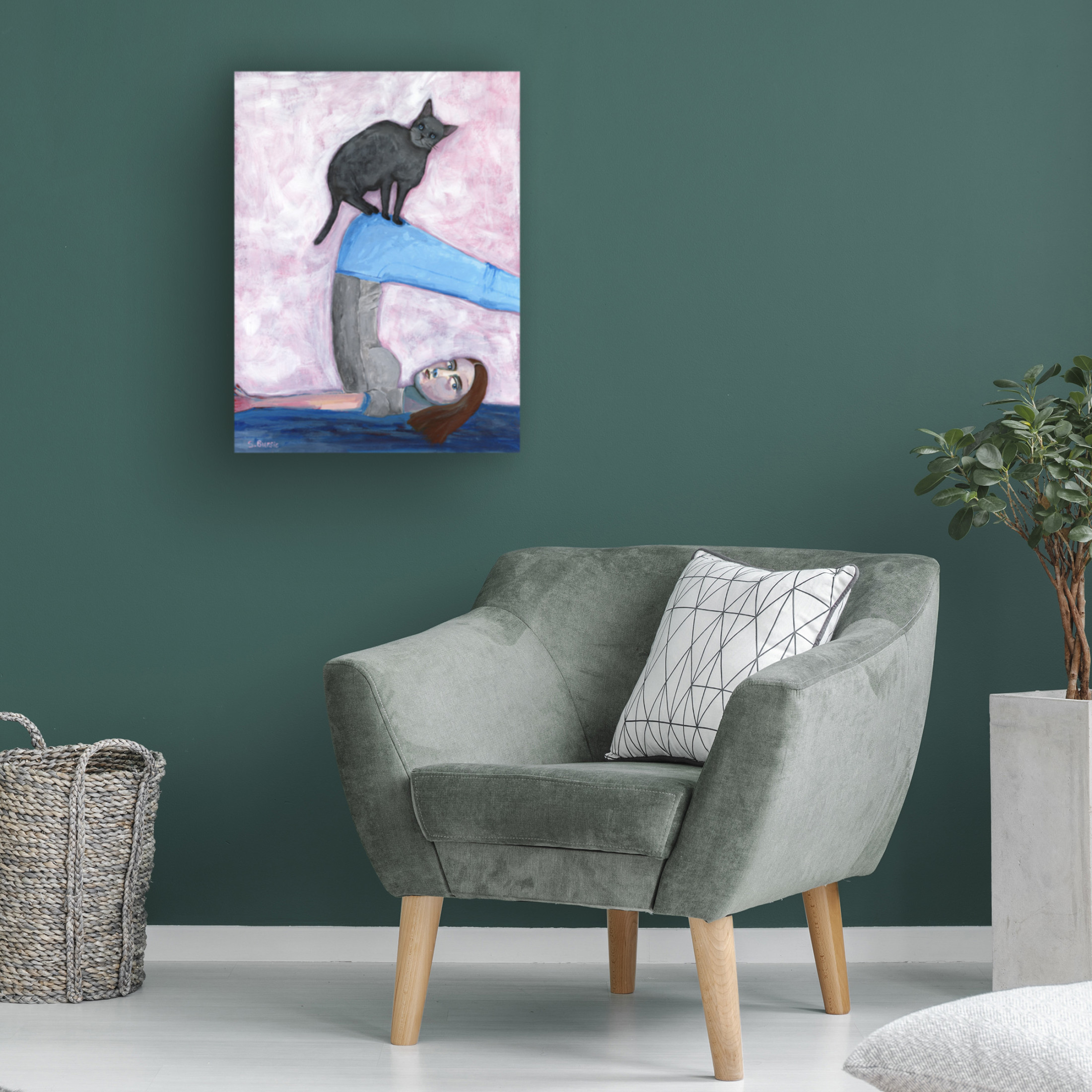 Trademark Fine Art Sharyn Bursic Yoga with my Cat Canvas Wall Art