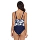thumbnail image 4 of Traje de baño para mujer Cintura alta Sin espalda Correa de espagueti Estampado floral Traje de baño de una pieza para bucear Surf Fiestas en la playa Estampado negro S, 4 of 8