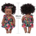 thumbnail image 3 of Conjunto de ropa y muñeca negra de muñecas bebé negras, muñecas africanas de silicona de 11,8 pulgadas con vestido rosa y diadema, el mejor regalo para niñas, 3 of 5