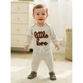 thumbnail image 6 of BemeyourBBs Newborn Baby Boy Little Brother Outfit Hospital Coming Home Outfits Waffled Knit Little Bro Letter Embroidery Long Sleeve Romper Long Pants Set 2Pcs Infant Boy Clothes, 6 of 9